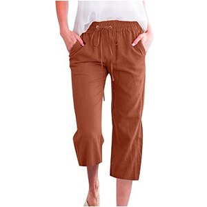 Pantaloni harem da donna, estivi 7/8, leggeri, estivi, crossover, gambe, per il tempo libero, con tasche, larghi, pantaloni da spiaggia boho, pantaloni da jogging leggeri, pantaloni da trekking, Vino