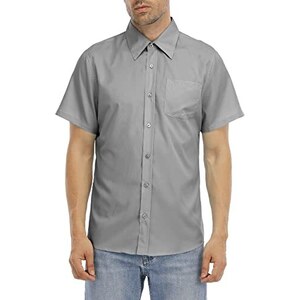 Camicia Uomo Raso Lucido Manica Corta Slim Fit, Colore Nero, Per Ufficio E Tempo Libero - Foto 4