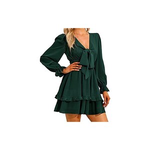 Floerns Abito da donna Plus Size Bowknot Indietro Volant senza