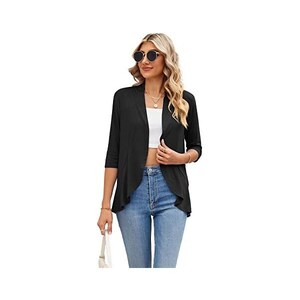 Draped Cardigan Blouse Women Asymmetric Hem Open - Foto 7