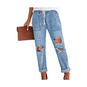 WSPLYSPJY Pantaloni Larghi A Vita Alta Con Quadri Scozzesi – Gamba Larga, Elastico In Vita, Tasche, Taglie XS-XXL - 5