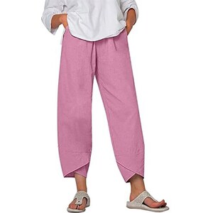 Pantaloni Donna Harem Cargo Vita Alta – Cotone Misto, Stile Retro Casual - Foto 3