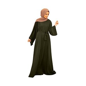 Abaya Donna Musulmano Preghiera - Vestito Lungo Velluto Con Hijab Integrato