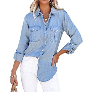 Camicia Donna Estiva In Cotone - Manica Corta, Scollo A V, Bottoni - Tunica Elegante E Casual - Foto 9