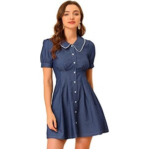 Allegra K Minivestido Acampanado De Gamuza Sintética Con
