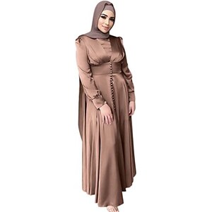 Abaya Donna In Stile Arabo - Abito Lungo Modesto, Con Ricami Metallici, Per Preghiera, Eid, Occasioni Speciali