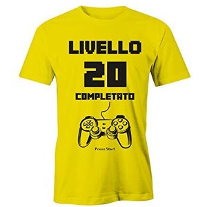 T-Shirt Personalizzata Per Papà Gamer – Nome E Livello Sbloccato, Stile 8 Bit, Cotone 100%, Stampata In Italia