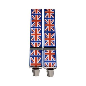 Bretelle da uomo regolabili BIANCO elastiche con clip in metallo forma a uncino extra forte moda