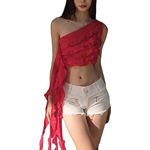 Luckinbaby Canotta Donna Y2K A Costine Con Bottoni, Slim Fit, Nera