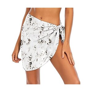 Pareo Mare Donna, Spiaggia Pareo Sarong Coprire Gonne, Bikini Coprire Multiuso Beach Wrap, Copricostume Corto del Chiffon Pareo da Spiaggia,Chiffon Gonna da Spiaggia con Frange