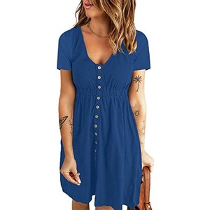 Abito da donna a maniche lunghe, casual, con scollo a V