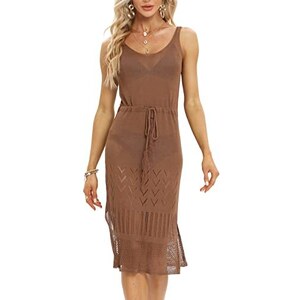 Vestito Estivo Donna Senza Maniche AUSELILY - Midi Leggero Con Tasche, Perfetto Per Spiaggia E Viaggi