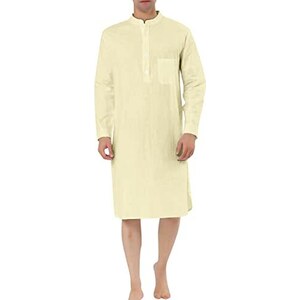 HERSIL Abbigliamento Musulmano Uomo Thobe Lato Split Ramadan Vestita - Foto 3