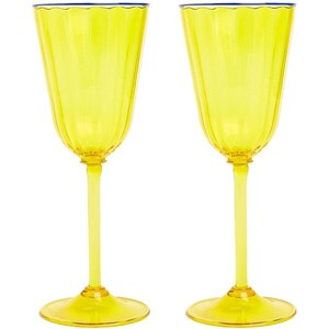 La Doublej Set Di Bicchieri Da Vino Rainbow Murano Giallo Stileo It