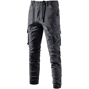 Pantaloni per attività all'aria aperta con tasche, elasticizzati, da lavoro, da uomo, in cotone, da pesca, da caccia, da trekking, da trekking