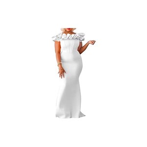 Maxi Abito Lungo Bianco Senza Maniche Per Ospite A Matrimonio O Cerimonia, Eleganza Formale