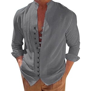 Fyegre Camicie Estive Uomo Manica Lunga Bianca Elasticizzata Camicia Di