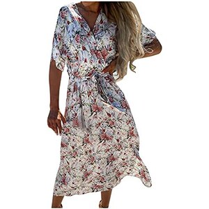 MAYFASEY Abito Estivo Donna Bohémien In Chiffon - Scollo A V, Senza Maniche, A-Line, Plissettato, Svasato, Per Spiaggia E Tempo Libero - 4