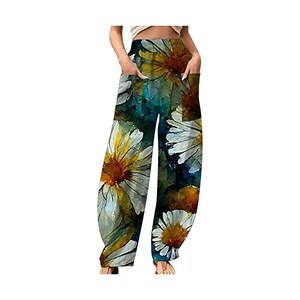 Aleumdr Pantaloni Palazzo In Mussola Donna – Vita Alta, Leggeri Con Tasche, Colore Unit