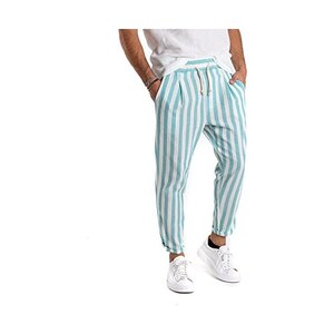 ShiFan Pantaloni Uomo In Lino: Modello Casual Con Vita Elastica E Coulisse, Taglie Forti - 3