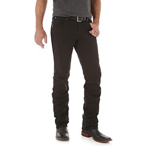 Jeans Wrangler Texas Stretch Uomo - Con Cintura Inclusa - Regular Fit - Darkstone + Marrone - 36W X 30L - copertina