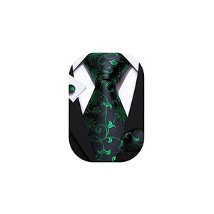 Set Cravatte Uomo Hi-Tie In Seta | 4 Pezzi Con Gemelli E Clip - Motivo Cachemire - Foto 11