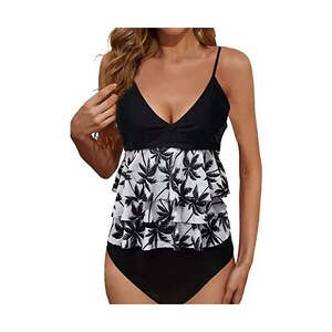 2 Pezzi Costume Da Bagno Donna 2 Pezzi Tankini Push-Up Con Scollo A V E Shorty Vita Alta Costume Donna