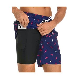 Haleco - Pantaloncini da Bagno Uomo ad Asciugatura Rapida (Strisce Cactus Nero, Taglia L