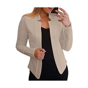 MINTLIMIT Blazer In Velluto Donna - Giacca Lunga Con Tasche, Colletto A Scialle, Aperta, Taglio Casual, Per Ufficio E Tempo Libero - 5