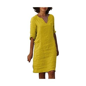 Abito Donna In Cotone E Lino Stile Retrò - Con Lacci E Tasche, Sexy E Comodo - Foto 3