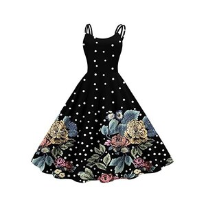 Abiti in abiti da cocktail vintage per le donne senza maniche lunghezza al ginocchio retrò una linea svasata swing formale ballo di fine anno stampa giorno dell'indipendenza abito da festa abito