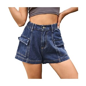 Pantaloncini In Denim Da Donna – Vita Bassa, Strappati, Blu, Taglia M (Asia)