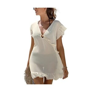 Copricostume Da Bagno Donna Simplicity A Righe Blu/Nere - Bikini Cover Up Spiaggia Oversize
