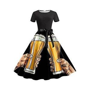 Abito bavarese originale Dirndl da donna Landhausmode rosso e marrone