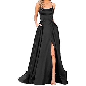 Daikascbny Vestito Donna Elegante Ruffled Spaghetti Spacco Confortevole Senza Manica da Sera Cerimonia Abito da Donna Ballo Abiti Vintage Lunghi Eleganti Abiti da Ballo Eleganti da Donna