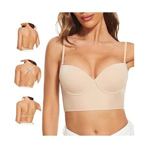 seagallery Reggiseno posteriore basso per le donne a taglio basso a forma di U tuffo senza fili push-up reggiseno convertibile multiway, Nude-u Tuffo, 2C