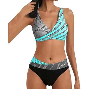 Costume Da Bagno Donna In Due Pezzi, Con Top A Scollo A U E Shorts, Stampa Floreale, Controllo Pancia E Reggiseno Imbottito Rimovibile