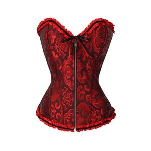 Creaght Corsetto sexy del corsetto del Faux del vestito gotico della chiusura lampo del punk