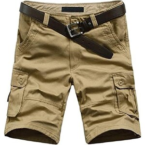 Pantaloncini Cargo Uomo Multitasche - Bermuda In Cotone Sportive E Casual, Con Coulisse Fluorescente - 2
