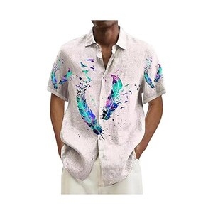Coofandy Camicia Hawaiana da Uomo a Maniche Corte, Casual, con