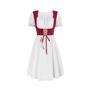 Abito Dirndl Tradizionale Bavarese Donna – Elegante, Con Grembiule Integrato, Scollo A U, Per Oktoberfest E Cosplay