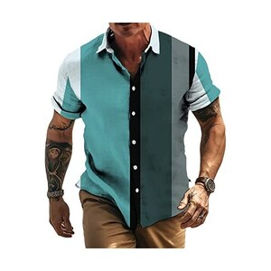 Vnurnrn Camicia Hawaiana Con Foglie Di Palma Verde Tropicale Per - Foto 12