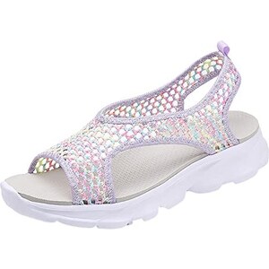 Sandali Con Zeppa Donna In Pizzo, Argento, Taglia 39, Leggeri E Traspiranti, Con Supporto Plantare, Perfetti Per L'Estate