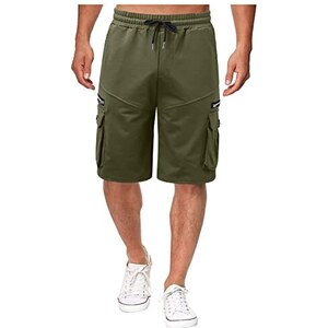 Pocket 3 Pantaloncini Cargo Uomo 3/4 - Corti Estivi, Vita Elasticizzata Con Cordino, Colori Militari, In Cotone/poly Cargo Corti Elasticizzati - Foto 6