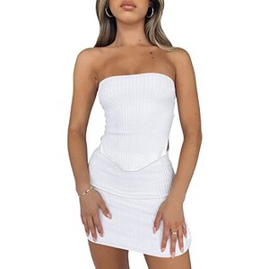 Completo Estivo Donna 2 Pezzi ABOCIW – Crop Tube Top E Pantaloncini A Bolle, Y2K, Taglie S-XL