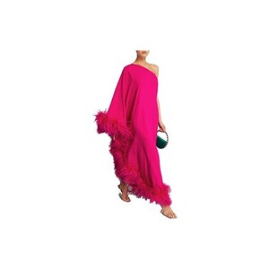 Vestito da sera moderno blu a linea ad A con una spalla, paillettes e