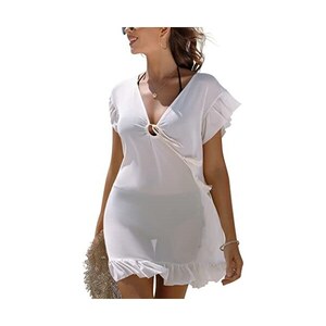 Abito Copricostume Donna Spiaggia - Pareo Maxi Lungo Con Stampa Floreale - Foto 5