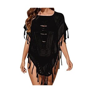 Abiti Per L'estate Paffuta 2 Pezzi Donna Spiaggia Sarongs Sheer Cover Ups Mesh Bikini Gonna Avvolgente Per Costumi Da Bagno Abito In Tulle Nero Da Donna, Blu, XXL - Foto 10