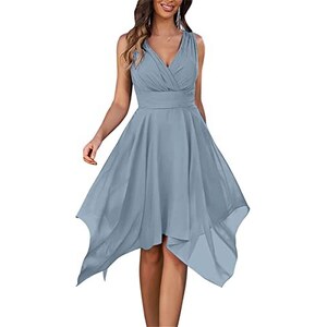Una spalla senza maniche abiti da damigella d'onore chiffon pieghettato abito da sera da sposa con fessura per le donne, Viola, 34