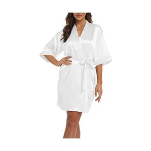 Kimono vestaglia da donna in raso di seta pigiama camicia da notte biancheria da notte biancheria da bagno accappatoio per la casa da donna vestaglia damigella d'onore abiti da festa, rosa, L